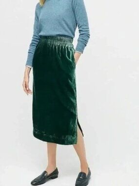 J. Crew velvet pull-on skirt Green S